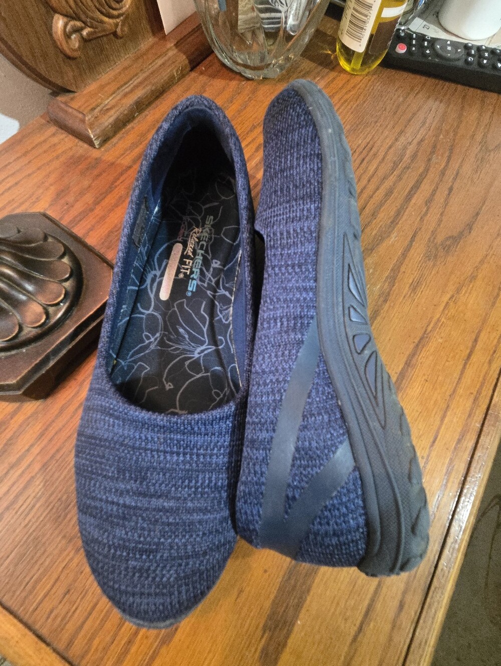 Skechers Slip-On Knit Flats in Navy Blue